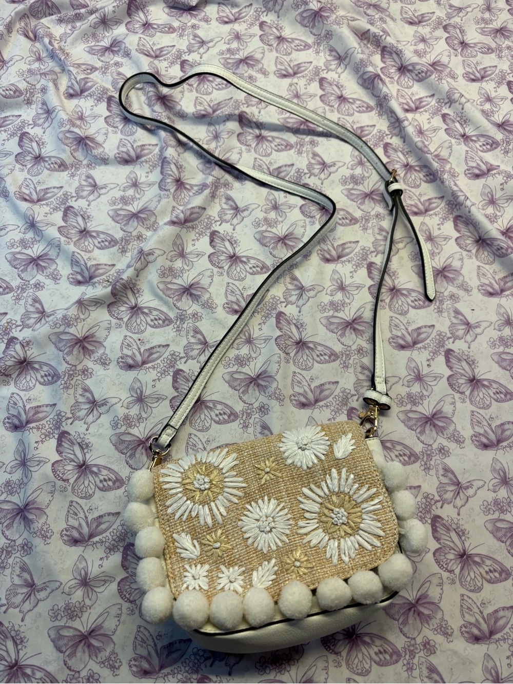 ✴️Aldo Embroidered Pom-Pom Crossbody Bag